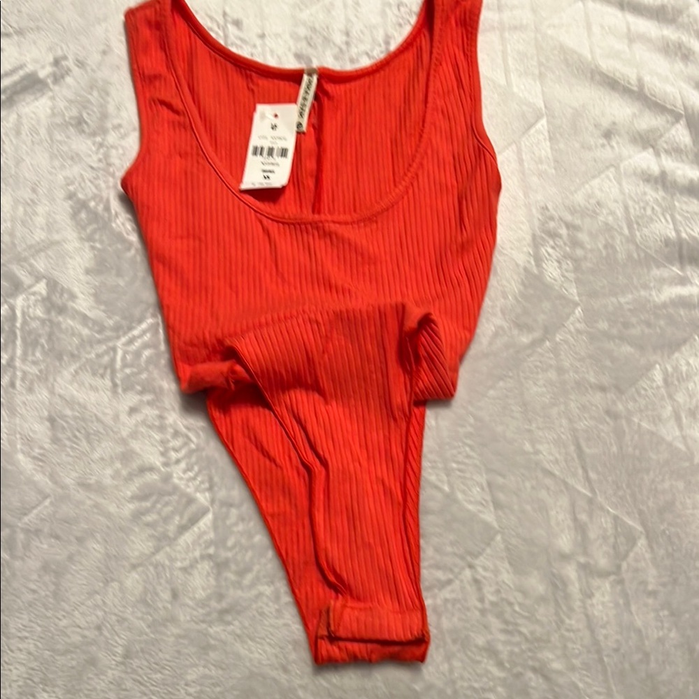 LF- Emma & Sam Women's Red Ribbed Bodysuit